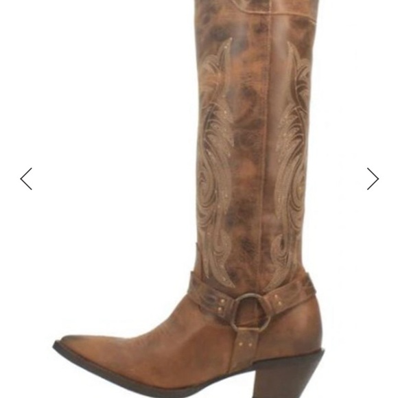 NWT Laredo Diamanté Cowboy Leather Boots Tan - Picture 3 of 10